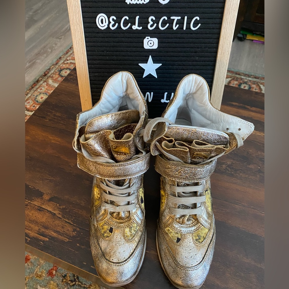 MCM 24K Gold Wedge Sneakers